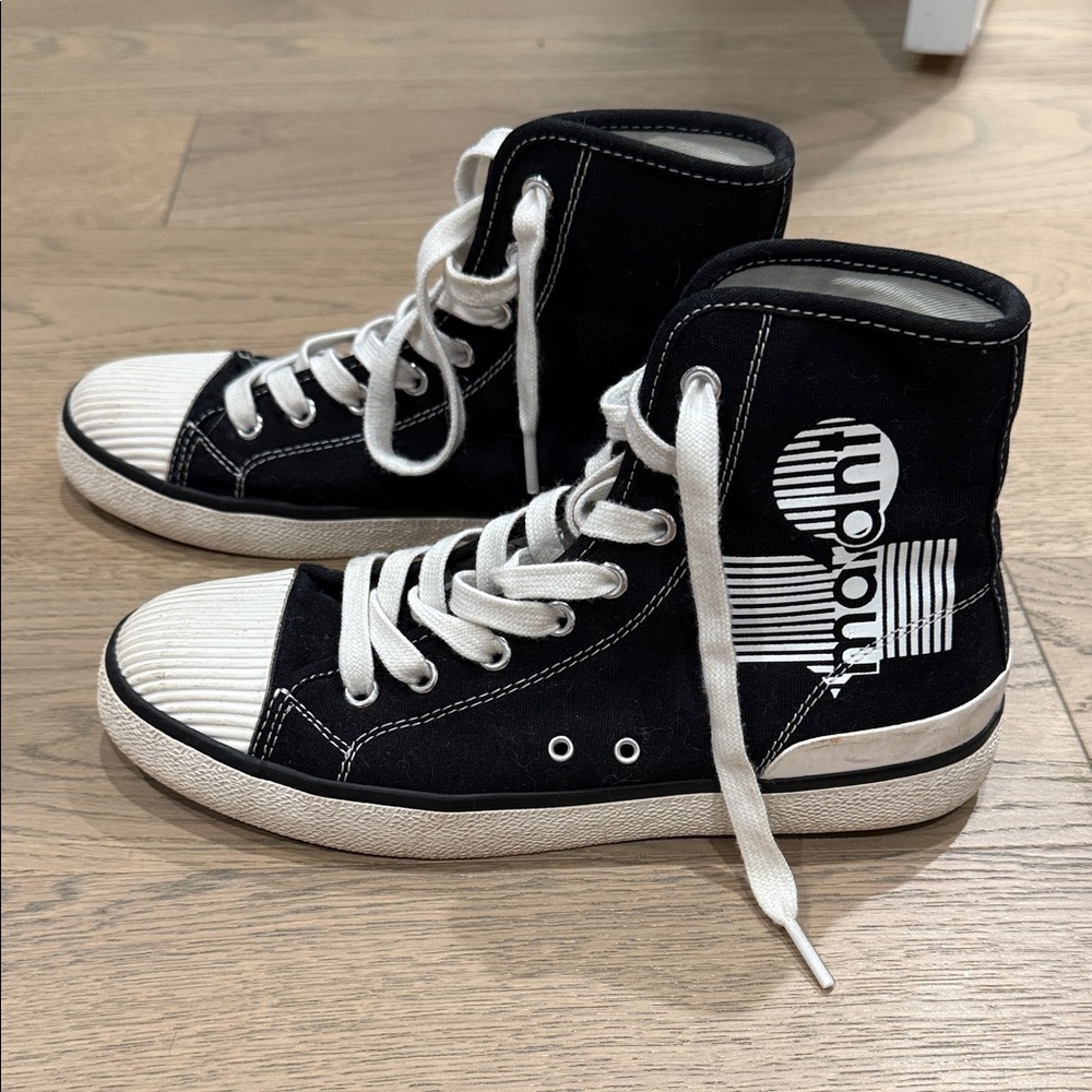 Isabel Marant Black and White High-Top Sneakers